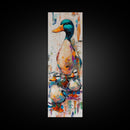 Whimsical Ducks, bird art, farmhouse art, framed canvas print, colorful animal painting, rustic wall art, above couch art