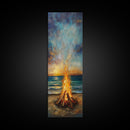 Fire, Seascape Art, Canvas Print, nautical wall art, ocean painting, beach house decor, moody art, above bed wall art, coastal decor, gift idea