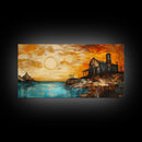 Rustic Barn, sunset painting, farmhouse art, rustic wall art, panoramic painting, framed canvas print, southwest wall art