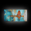 Tribal Arrow, Framed Canvas Print, geometric wall art, teal wall art, sacred geometry wall art, boho art, extra wide art