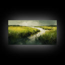 Marshland Landscape Art, nature painting, green wall art, botanical prints, landscape painting, framed canvas print, rustic decor