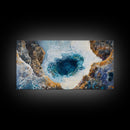 Ocean Abyss, oyster painting, abstract coastal art, framed canvas print, nautical wall art, extra wide art, blue wall art