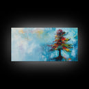 Vibrant Pine Tree, pine tree art, landscape painting, blue and green wall art, colorful abstract art, wabi sabi art, Canvas Print
