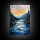 Mountain Stream, Nature Painting, Canvas Print, Forest Art, Rustic Wall Art, Coastal Decor, Bedroom Art, Cabin Decor, Gift Idea
