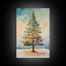 Winter Pine Tree Canvas Print Seasonal Landscape Art Snowy Forest Painting Nature Wall Art Christmas Home Decor Cozy Living Room