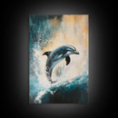 Jumping Dolphin, Dolphin Painting, Coastal Decor, Nautical Painting, Seascape Art, Ocean Art, Canvas Print, Gift Idea