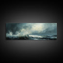 Stormy Ocean Waves Framed Canvas Print Dark Seascape Art, Moody Coastal Decor, Large Nautical Painting, Office or Living Room Art