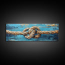 Nautical Rope Knot Framed Canvas Print Coastal Wall Art Rustic Beach House Decor Large Wall Art Nautical Art Living Room Decor