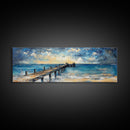 Wooden Dock Sunset Canvas Print Ocean Pier Wall Art Seaside Beach Decor Nautical Artwork Coastal Home Art Large Framed Print