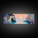 Romantic Sunset Bay Framed Canvas Print Coastal Landscape Wall Art Pastel Tones Boho Home Decor Bedroom Living Room Gift