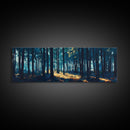 Enchanted Forest Art Framed Canvas Print - Dark Moody Woodland Painting, Nature Wall Art, Mystical Trees, Living Room Aesthetic