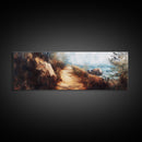 Seaside Trail Painting Framed Canvas Print - Coastal Landscape Art, Beach Pathway Wall Decor, Ocean Sunset Scene, Home Aesthetic
