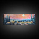 Tuscany Vineyard Painting Sunset Landscape Wall Art Rustic Countryside Decor Warm Autumn Aesthetic Dining Room