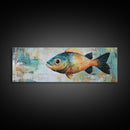 Vibrant Fish Canvas Print Rustic Coastal Wall Art Nautical Painting Beach House Decor Colorful Abstract Aquarium Art Lake House