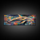 Vibrant Dolphin Art Canvas Print Ocean Wall Art Coastal Decor Colorful Animal Painting Modern Beach House Art Nautical Gift