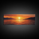 Golden Sunset, Serene Lake Painting, Tranquil Water Art, Nature Decor, Framed Canvas Print, Minimalist Style, Bedroom Artwork