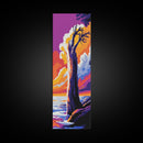 Lone Tree, Coastal Sunset Art, Framed Canvas Print, Nature Landscape Art, Vibrant Sky Decor, Serene Home Art, Relaxing Wall Art