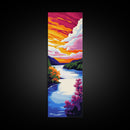 River Valley, Sunset Serenity, Framed Canvas Print, Nature Lover Decor, Cozy Home Art, Rustic Landscape, Bedroom Wall Art