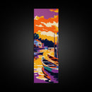 Sunset Boats, Vibrant Lake Scene, Framed Canvas Print, Nautical Wall Art, Living Room Art, Colorful Landscape, Coastal Decor, Cabin Art