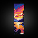 Tranquil Lake, Forest Reflection, Framed Canvas Print, Serene Nature Wall Art, Zen Decor, Vibrant Sunset Painting, Bedroom Artwork