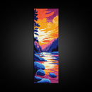Sunset River, Nature Wall Art, Vibrant Landscape, Framed Canvas Print, Colorful Wilderness, Cabin Decor, Living Room Art, Boho Art