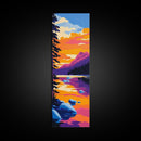 Mountain Reflection, Scenic Landscape, Vibrant Sunset, Framed Canvas Print, Wilderness Decor, Nature Inspired Art, Office Wall Art, Boho