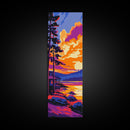Sunset Cabin, Nature Art, Autumn Decor, Framed Canvas Print, Rustic Wall Art, Cozy Home Decor, Lake House Art, Landscape Painting