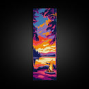 Campfire Glow, Sunset Painting, Fall Wall Art, Framed Canvas Print, Cabin Decor, Living Room Art, Outdoor Adventure Print, Nature Art