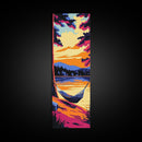 Hammock Retreat, Lake Sunset, Relaxing Art, Framed Canvas Print, Bedroom Wall Art, Peaceful Landscape, Outdoor Vibes Painting