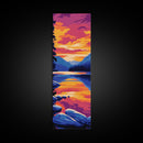 Twilight Lake, Mountain Reflection, Framed Canvas Print, Nature Wall Art, Autumn Landscape, Living Room Decor, Sunset Colors