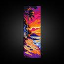 Tropical Paradise, Palm Trees, Sunset Beach Art, Coastal Home Decor, Vibrant Wall Art, Boho Beach House, Canvas Print, Living Room Art