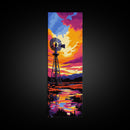 Windmill Reflection, Country Sunset, Rustic Farmhouse Art, Vibrant Nature Scene, Fall Wall Art, Canvas Print, Dining Room Decor