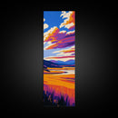 Mountain Meadow, Sunset Landscape, Nature Lover Art, Vibrant Sky Scene, Cozy Cabin Decor, Canvas Print, Bedroom Wall Art