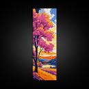 Vibrant Autumn Tree, Framed Canvas Print, Colorful Landscape, Nature Wall Art, Bright Fall Decor, Living Room Art, Boho Home Style