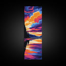 Tranquil Lake Sunset, Framed Canvas Print, Vibrant Reflections, Serene Nature Art, Colorful Wall Decor, Peaceful Home Aesthetic