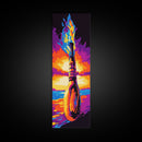 Fiery Bottle Artwork, Framed Canvas Print, Surreal Fantasy Art, Sunset Painting, Mystical Wall Decor, Home Aesthetic, Unique Gift
