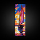 Sailboat, Sunset, Ocean, Reflection, Framed Canvas Print, Nautical Wall Art, Living Room Art, Vibrant Wall Print, Summer Art