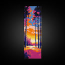 Sunset Forest, Pathway, Framed Canvas Print, Boho Nature Art, Autumn Wall Decor, Living Room Artwork, Forest Painting, Vibrant Art