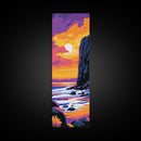 Cliff Sunset, Ocean, Scenic, Dreamy, Framed Canvas Print, Coastal Art, Nautical Decor, Office Wall Art, Vibrant Landscape, Ocean Waves