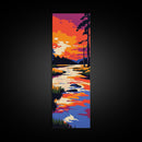 Sunset River Landscape, Vibrant Fall Art, Warm Nature Print, Relaxing Home Decor, Rustic Cabin Wall Art, Framed Canvas Print