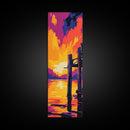 Lake Dock, Rustic, Peaceful, Warm, Framed Canvas Print, Waterfront Art, Cabin Decor, Lodge Wall Art, Living Room Artwork, Sunset Glow