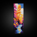 River Landscape, Colorful Trees, Abstract Nature Art, Autumn Scene, Vibrant Wall Art, Eclectic Home Decor, Framed Canvas Print