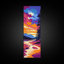 Vibrant Sunset, River Landscape, Nature Art, Framed Canvas Print, Living Room Wall Art, Boho Art, Fall Home Decor, Gift Idea
