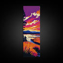 Serene Lakeside, Sunset Reflection, Nature Art, Framed Canvas Print, Vibrant Landscape, Modern Home Decor, Bedroom Wall Art, Bold Colors