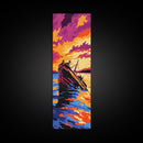 Sunset Shipwreck, Nautical Art, Vibrant Ocean Scene, Framed Canvas Print, Coastal Decor, Beach House Wall Art, Living Room Art