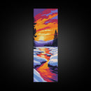 Sunset River, Nature Wall Art, Framed Canvas Print, Rustic Decor, Fall Art, Landscape Painting, Living Room Art, Cabin Aesthetic
