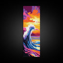 Ocean Wave, Surfing Art, Framed Canvas Print, Beach House Wall Art, Coastal Home Decor, Nautical Wall Art, Vibrant Seascape Painting