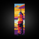 Buoy on Water, Nautical Scene, Sunset Reflection, Ocean Colors, Framed Canvas Print, Coastal Home Decor, Beach House Wall Art, Gift