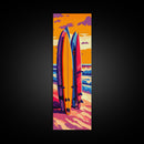 Retro Surfboards, Beach Wall Art, Vibrant Ocean Print, Colorful Coastal Decor, Living Room Art, Surf Aesthetic, Framed Canvas Print