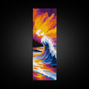 Giant Wave, Surf Art, Ocean Wall Decor, Beach House Print, Vibrant Seascape Painting, Nautical Aesthetic, Framed Canvas Print